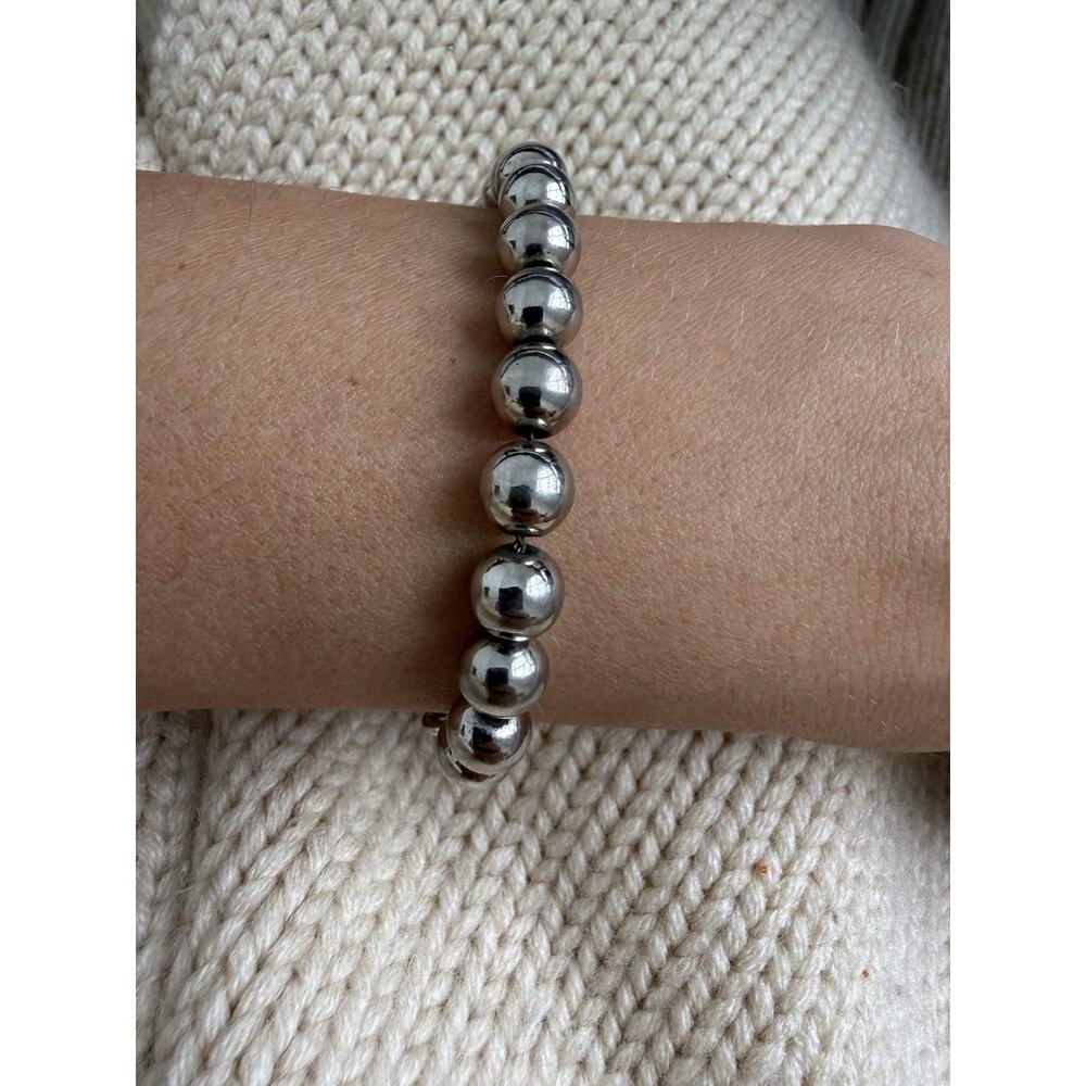 KOERA Stainless Steel Ball Bead Bracelet Silver Tone 8mm Beads Lobster Clasp